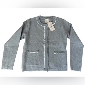 Fabulous Sioni Gray Sweater with Pearl Details